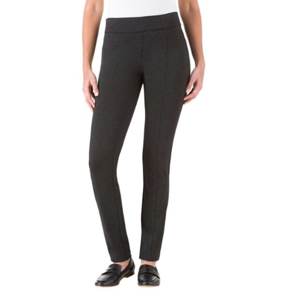 Hilary Radley Ponte Slim Leg Pants WMNS SZ M Dark Gray Pull-On Mid Rise Stretchy
